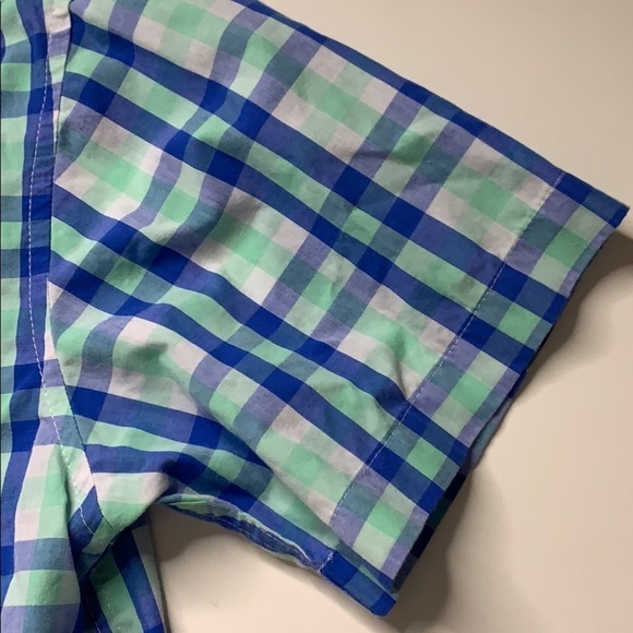 Wrangler plaid Casual short sleeve Button Down shirt Kid’s XXL blue green - Picture 7 of 7